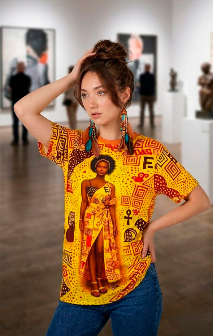 Camiseta Mulher Africana - Impressão Total - Assinada por Cris Rosa
